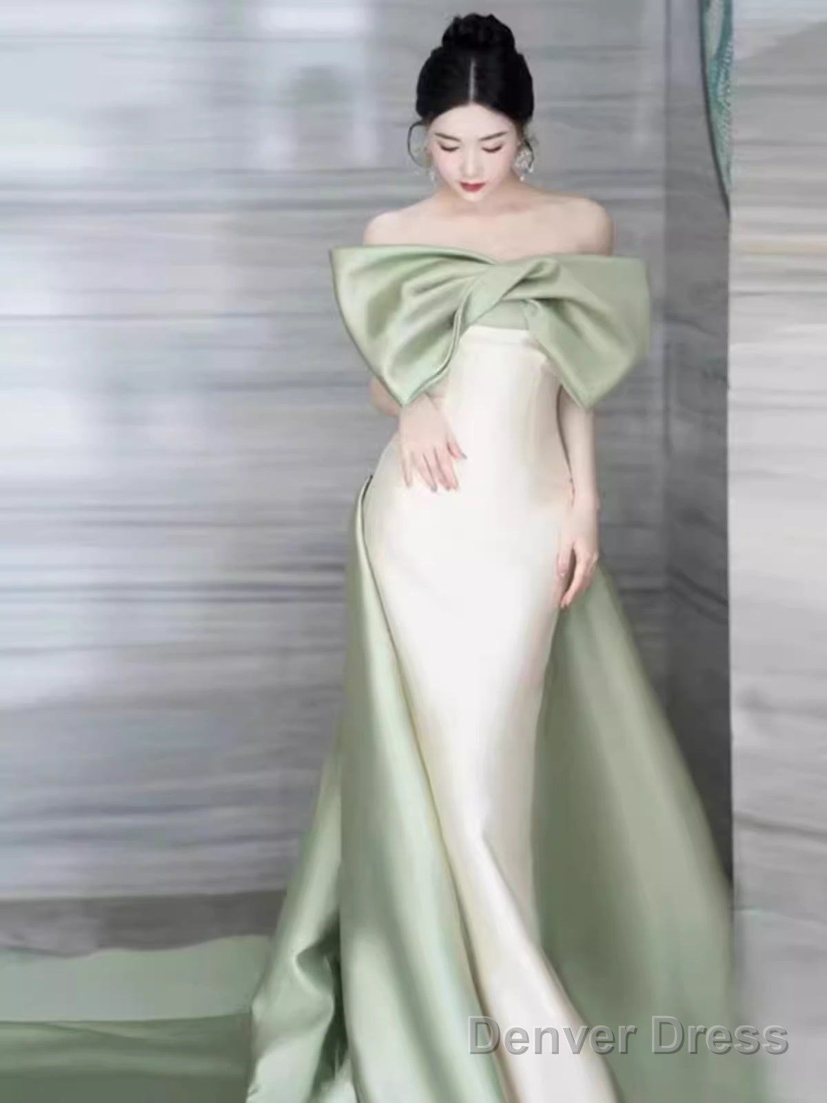 Mermaid Strapless Satin Party Dress Long Prom Dress