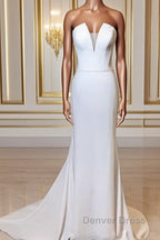 Mermaid Strapless Satin Wedding Gowns