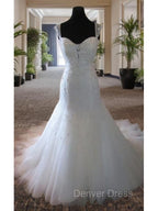 Mermaid Straps Beading Court Train Tulle Wedding Dresses