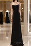 Mermaid Straps Black Velvet Long Prom Dresses