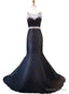 Mermaid Style Crystal Beaded Floor Length Black Prom Dresses