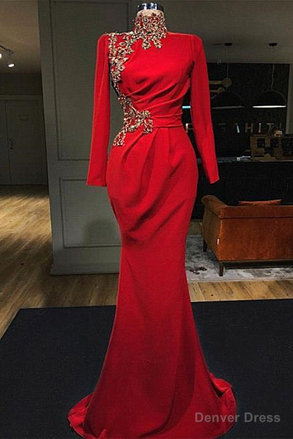 Mermaid Sweetheart Floor-length Appliques High Split Long Sleeve Prom Dress Main image