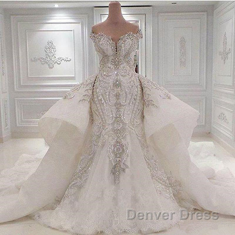 Mermaid Sweetheart Floor Length Wide Hem Tulle Beading Wedding Dresses Secondary image