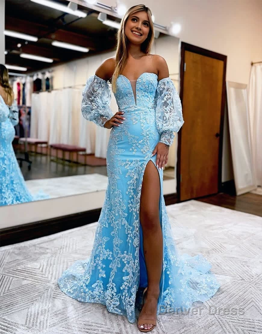 Mermaid Sweetheart Lace Prom Dress with Detachable Sleeves Main image