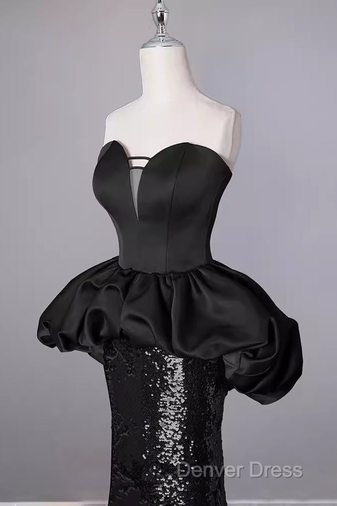 Mermaid Sweetheart Long Black Sequin Prom Dresses Secondary image