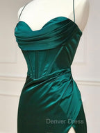Mermaid Sweetheart Neck Green Long Prom Dresses, Green Formal Evening Dresses