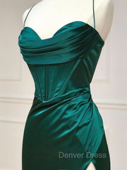 Mermaid Sweetheart Neck Green Long Prom Dresses, Green Formal Evening Dresses