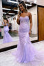 Mermaid Sweetheart Neck Lace Long Prom Dresses With Appliques