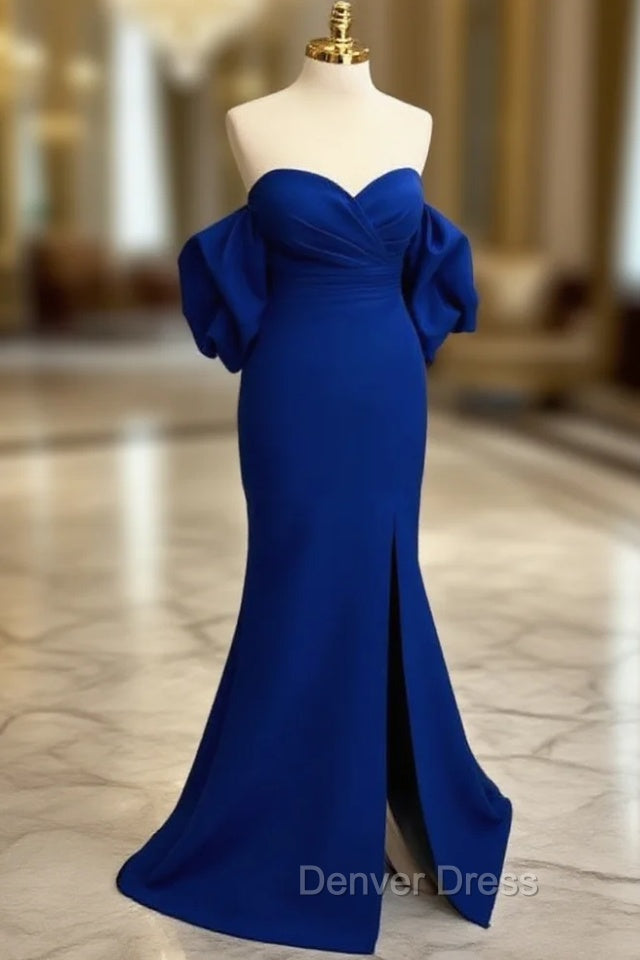 Mermaid Sweetheart Neck Satin Royal Blue Long Prom Dresses Main image