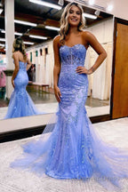 Mermaid Sweetheart Tulle Lace Prom Dresses
