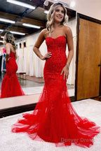 Mermaid Sweetheart Tulle Lace Prom Dresses