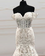 Mermaid Sweetheart Wedding Dress Off The Shoulder Lace Embroidery