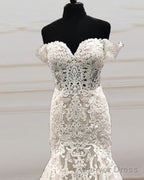 Mermaid Sweetheart Wedding Dresses Off The Shoulder Lace Embroidery