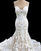 Mermaid Sweetheart Wedding Lace Dresses Spaghetti Straps