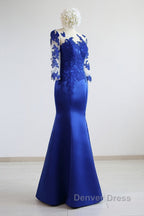 Mermaid Trumpet Prom Gowns Elegant Dresses Prom Floor Length Half Sleeve Illusion Neck Satin With Pleats