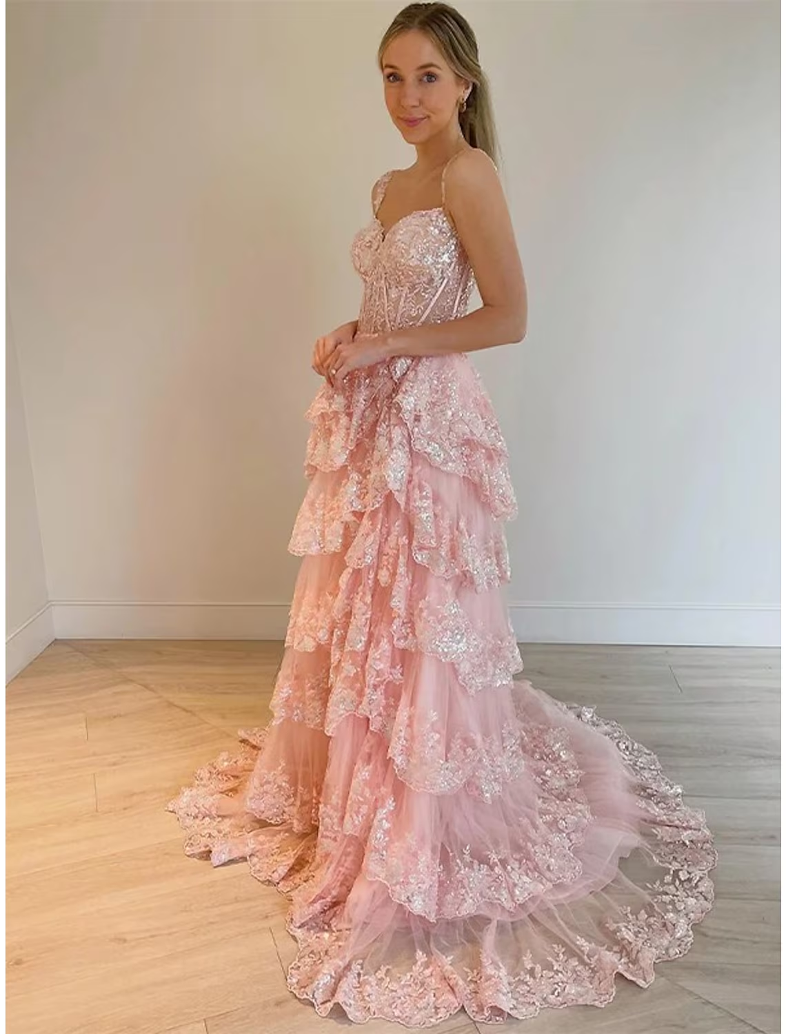 Mermaid / Trumpet Prom Dress Corsets Dresses Prom Court Train Sleeveless Off Shoulder Tulle With Sequin Slit Secondary image