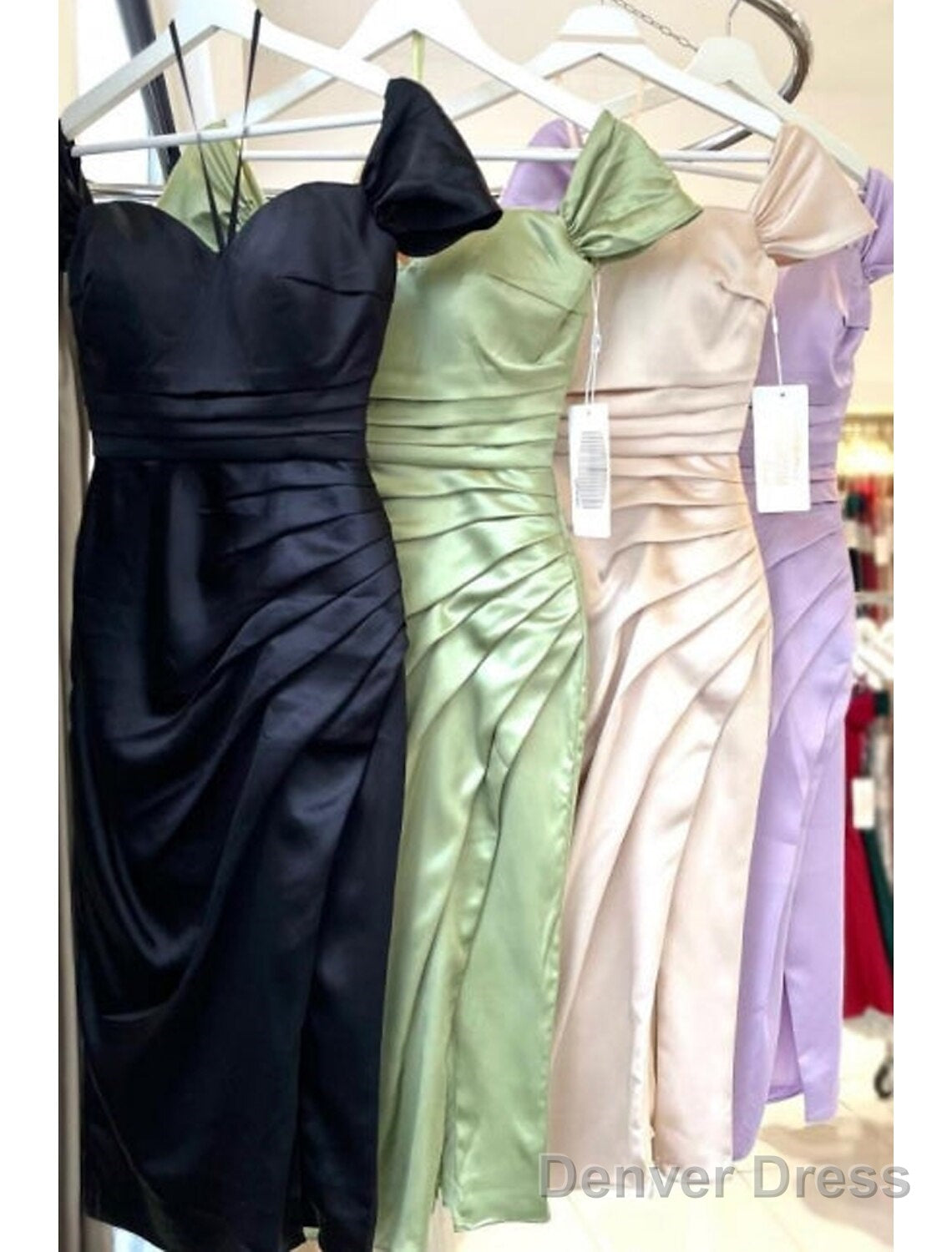 Mermaid / Trumpet Prom Dresses Minimalist Dress Cocktail Party Tea Length Sleeveless Sweetheart Charmeuse Backless With Pleats Ruched Main image