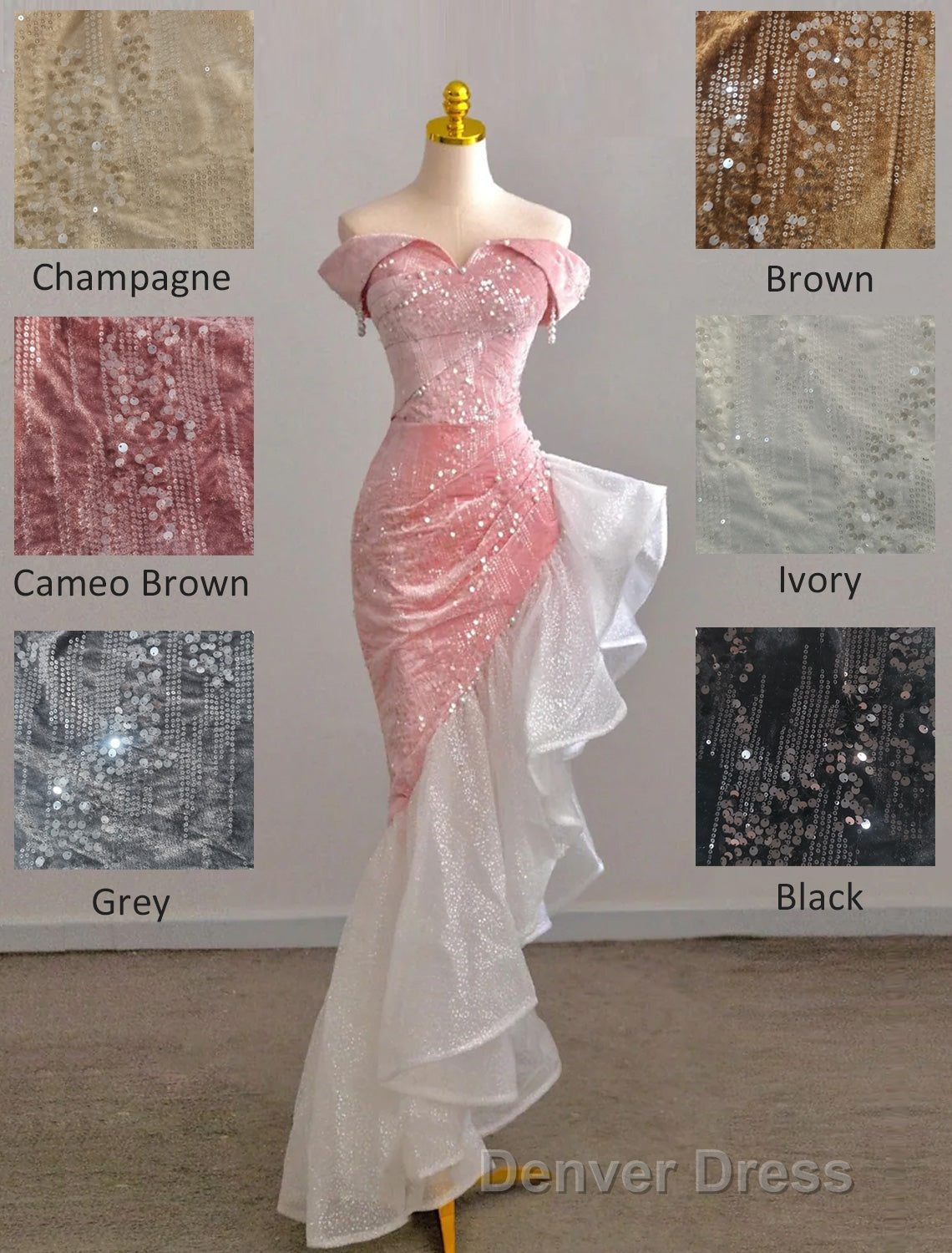 Mermaid / Trumpet Prom Dresses Party Dresses Evening Party Floor Length Sleeveless Off Shoulder Tulle with Pearls Sequin