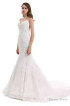 Mermaid Tulle Appliques Sequins Spaghetti Straps Wedding Dresses