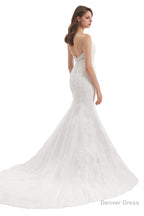 Mermaid Tulle Appliques Sequins Spaghetti Straps Wedding Dresses