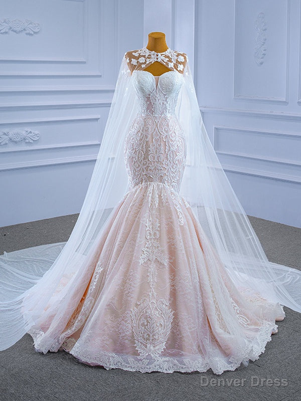 Mermaid Tulle Lace Appliques Sweetheart Wedding Dress With Shawl Main image