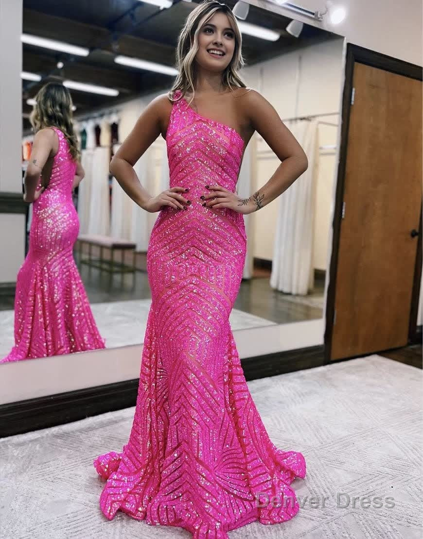 Mermaid Unique One Shoulder Sequins Prom Dress Secondary image