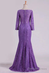 Mermaid V Neck 3/4 Length Sleeve Lace Floor Length Mother Of The Bride Dresses