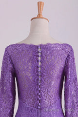 Mermaid V Neck 3/4 Length Sleeve Lace Floor Length Mother Of The Bride Dresses