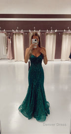 Mermaid V Neck Dark Green Prom Dress Stunning Prom Dresses