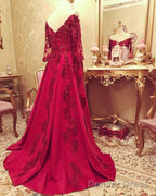 Mermaid V Neck Lace Sleeved Prom Dresses Off The Shoulder