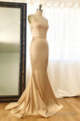 Mermaid V Neck Satin Spaghetti Straps Dresses