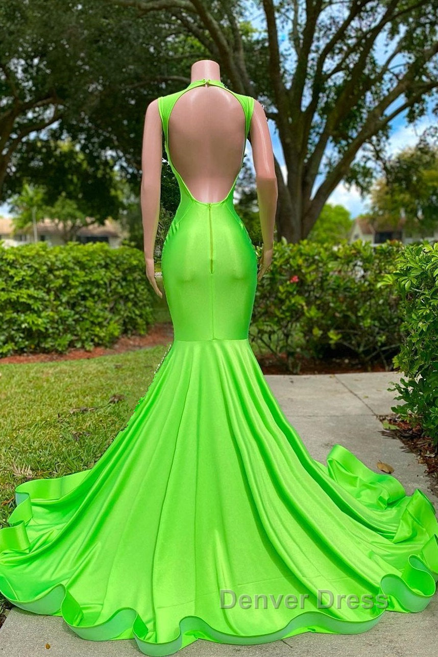 Mermaid V Neck Sequined Open Back Floor Length Sleeveless Lace Beading Prom Dresses Secondary image