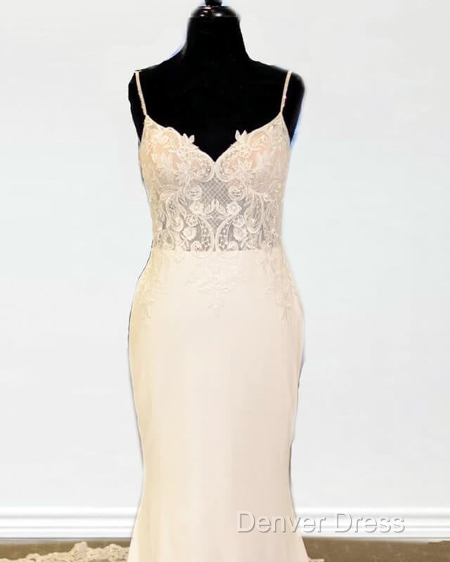 Mermaid V Neck Sweep Train Wedding Dresses Lace Appliques Secondary image