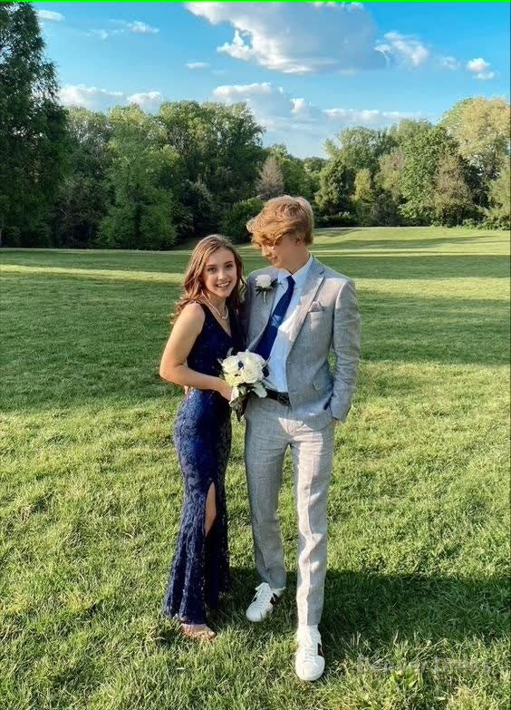 Mermaid V neckline Navy Blue Long Prom Dress