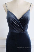 Mermaid Velvet Bridesmaid Dresses Leg Slit