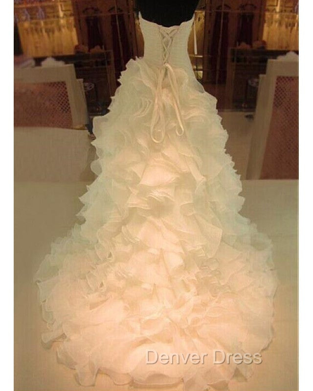 Mermaid Wedding Dresses Sweetheart Organza Ruffles Train