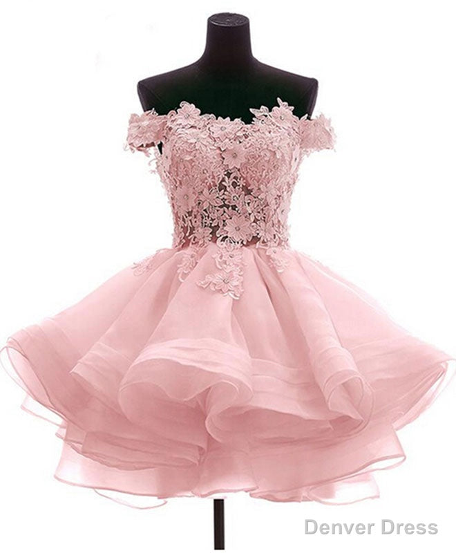 Mini Tulle Lace Short Prom Dress, Lace Cute Homecoming Dresses