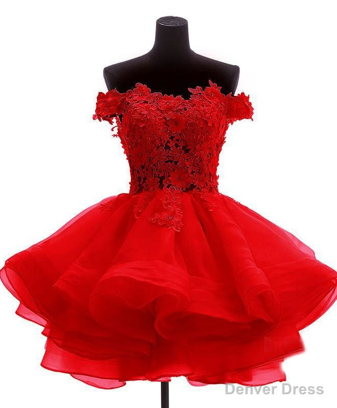Mini Tulle Lace Short Prom Dress, Lace Cute Homecoming Dresses