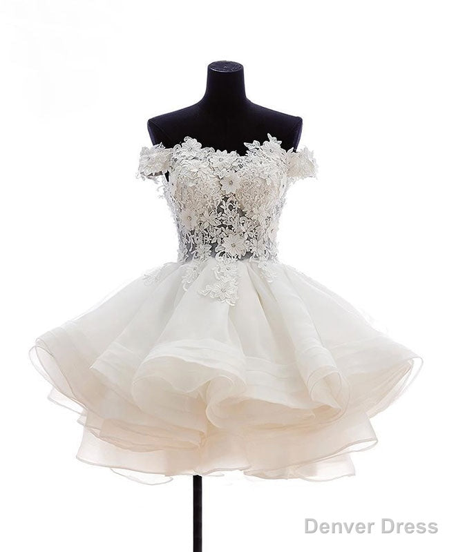 Mini Tulle Lace Short Prom Dress, Lace Cute Homecoming Dress Main image
