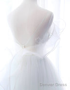 Mint Green And White Glam Tulle With Lace Long Wedding Prom Dress, Beautiful Prom Dresses