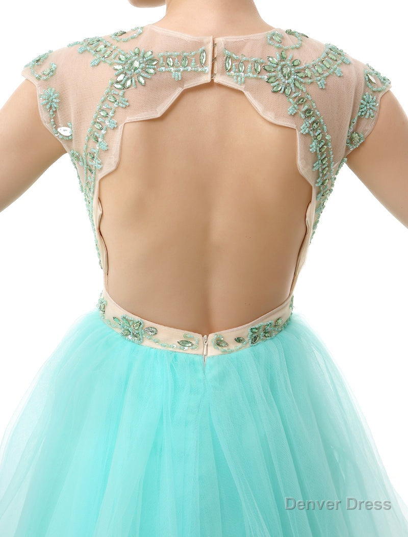 Mint Green Beaded Short Homecoming Dresses