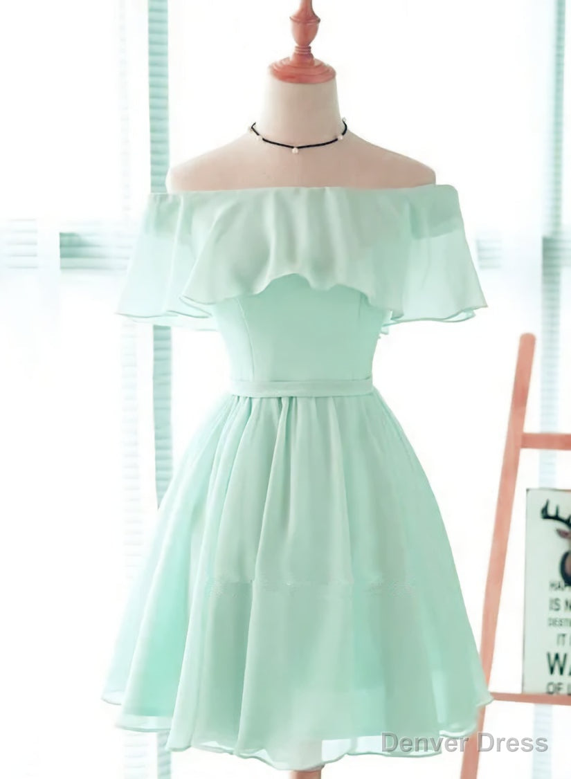 Mint Green Chiffon Short Party Dress Bridesmaid Dress, Chiffon Prom Dresses Main image