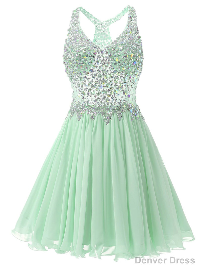 Mint Green Chiffon V Neck Homecoming Dresses