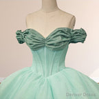 Mint Green Off the shoulder Tulle Ball Gown Quinceanera Dresses
