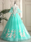 Mint Green Sweetheart Sweetheart Flowers Tulle Prom Dress, Mint Green Prom Dresses