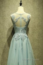 Mint Green Tulle Short Lace Beaded Knee Length Wedding Prom Dress, Lovely Homecoming Dress Prom Dresses
