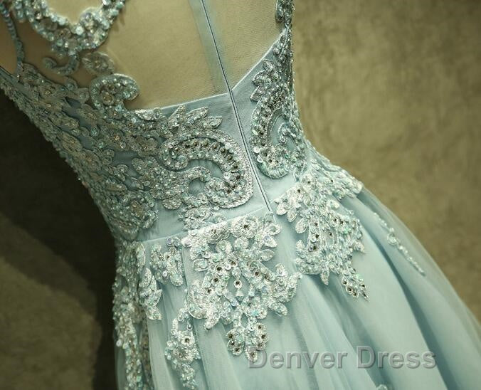 Mint Green Tulle Short Lace Beaded Knee Length Wedding Party Dresses, Lovely Homecoming Dresses Prom Dresses