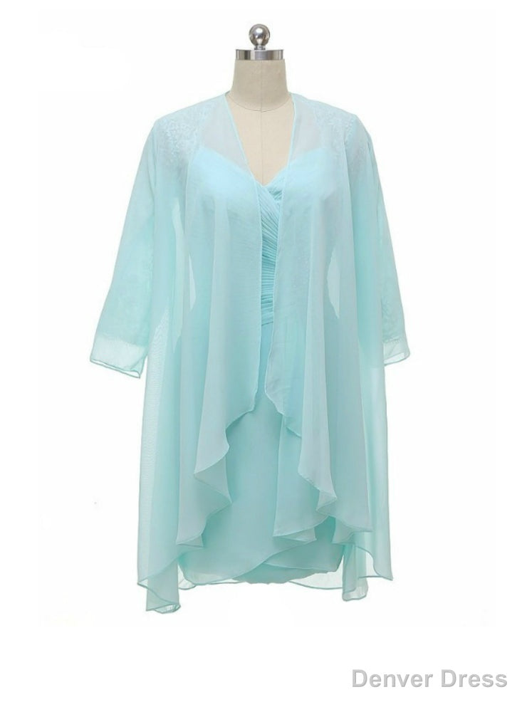 Mint Knee Length Modest Long Sleeve Mother Of The Bride Dresses With Jacket Main image