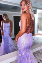 Mint Spaghetti Straps Appliques Prom Dresses