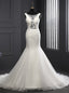 Modern Mermaid Wedding Dress Appliques Scoop Neck Wedding Dresses